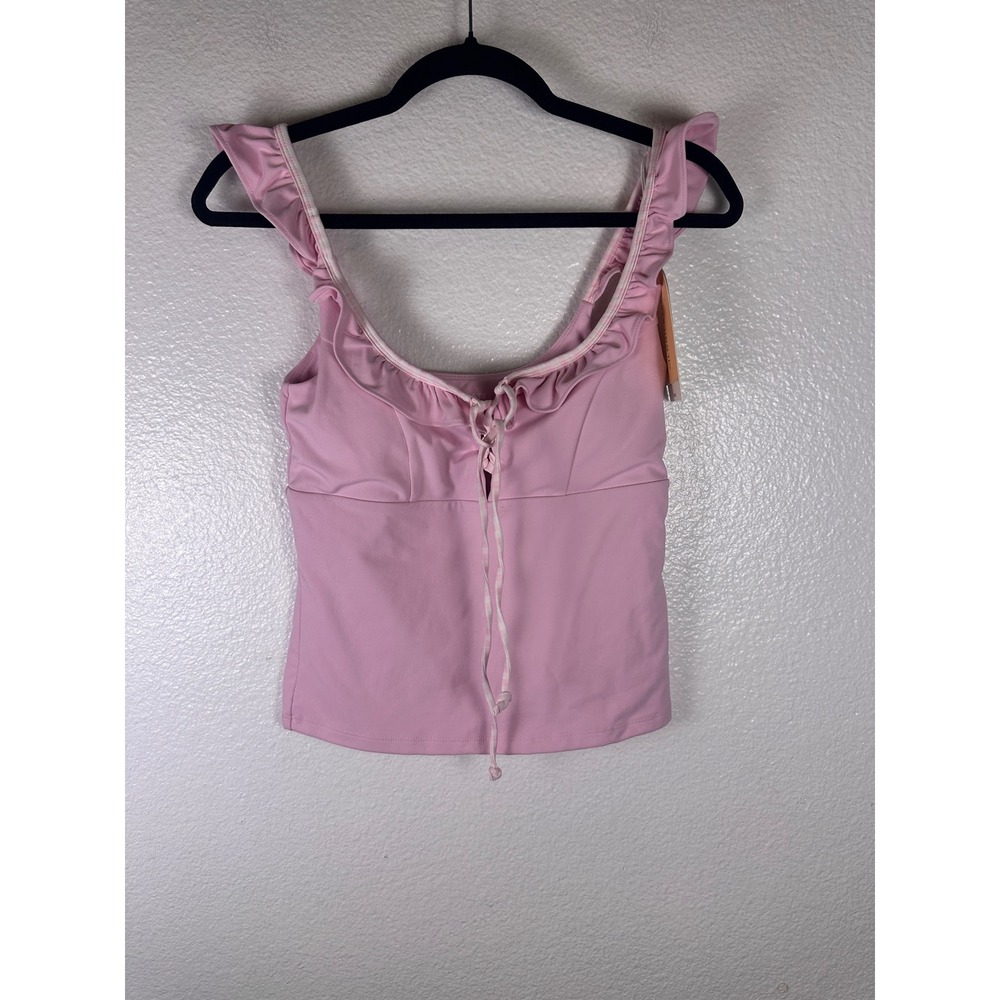 Blogilates for Target Ruffle Lace‎ Up Tank Light Pink Small Activewear Top NWT